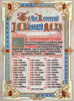 Illuminated Address to J. H. Blissard in 1898 - Click for a larger image